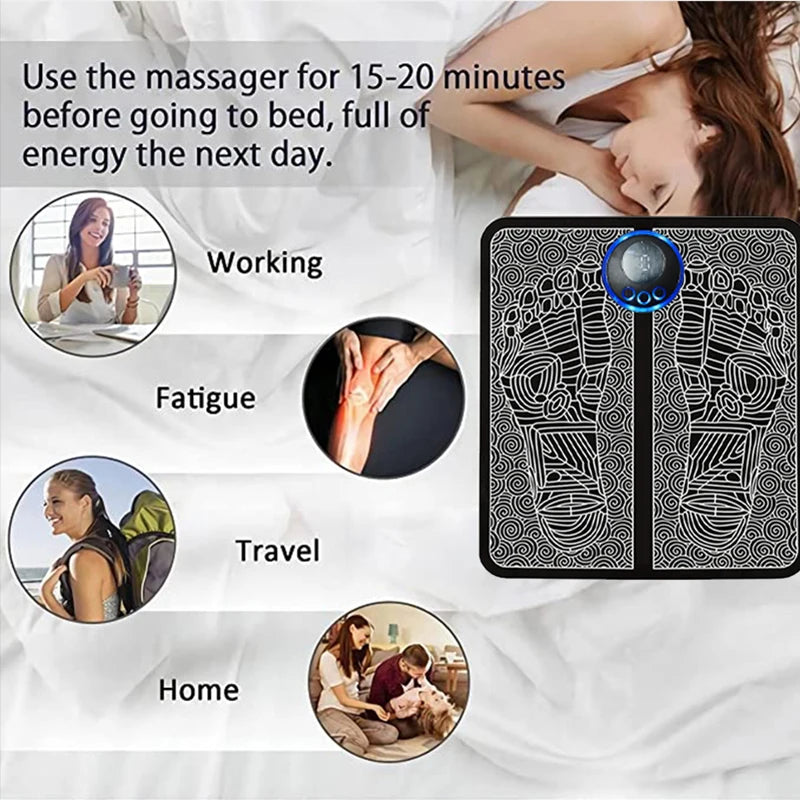 Portable Electric Foot Relaxation Mat- 8 Modes & USB Rechargeable