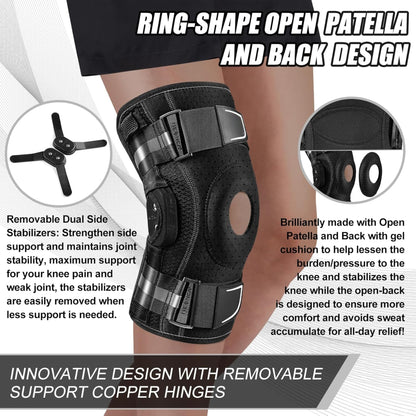 Adjustable Knee Brace for Pain Relief – Removable Stabilizers for Joint Support